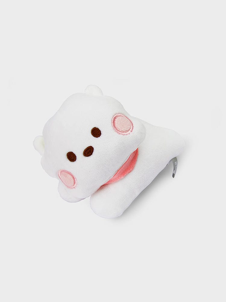 BT21 RJ minini LYING DOLL, peluche officielle RJ alpaga Jin BTS, allongée sur fond clair, décoration chambre.