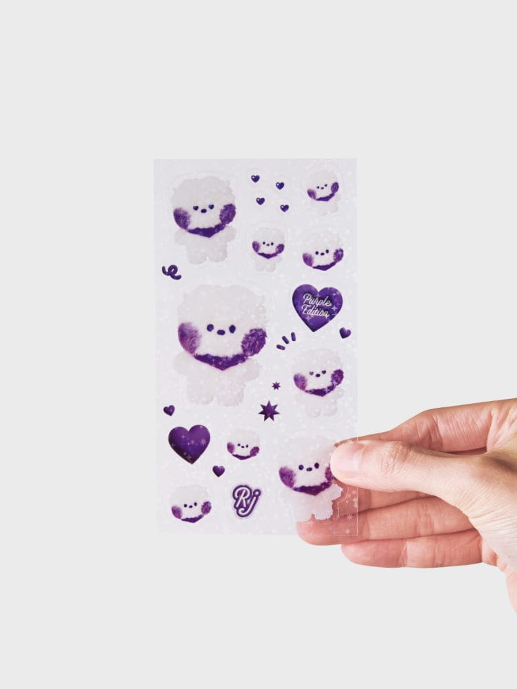 BT21 RJ minini STICKERS PURPLE OF WISH EDITION, stickers violets RJ alpaga Jin BTS sur fond blanc, main