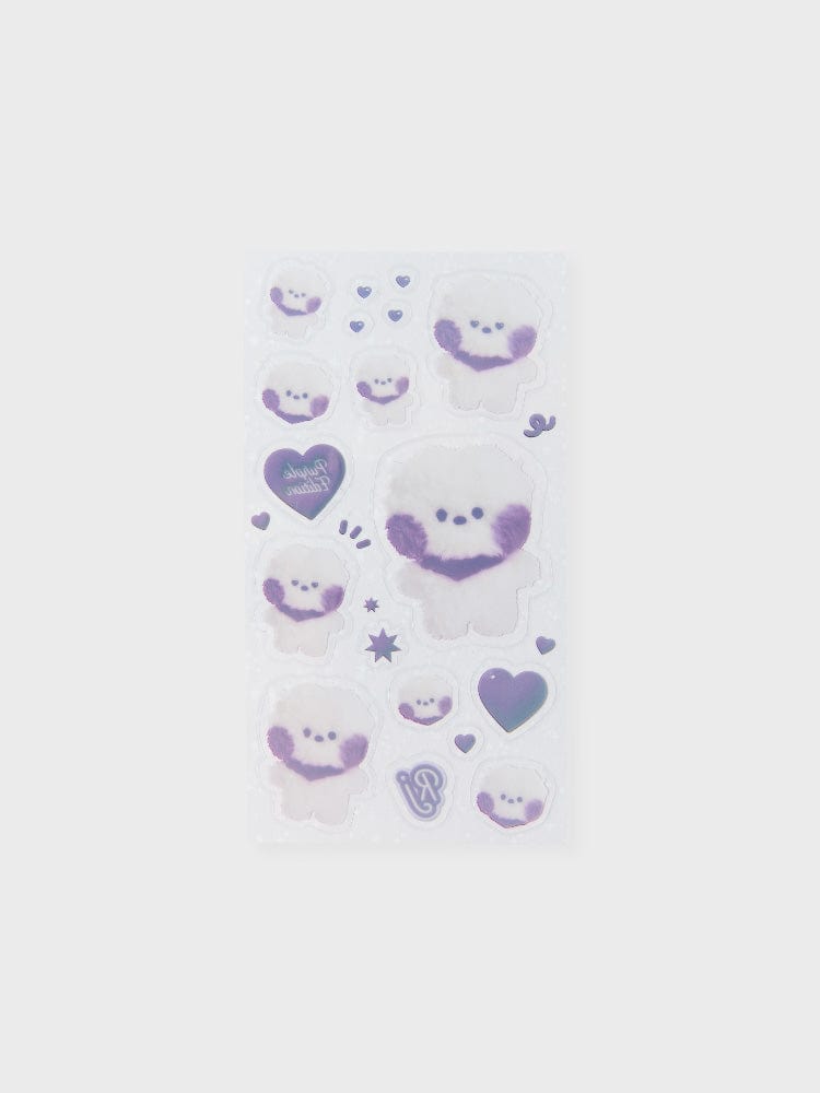BT21 RJ minini STICKERS PURPLE OF WISH EDITION — autocollants violets alpaga RJ LINE FRIENDS, motif stickers cœur et étoiles.