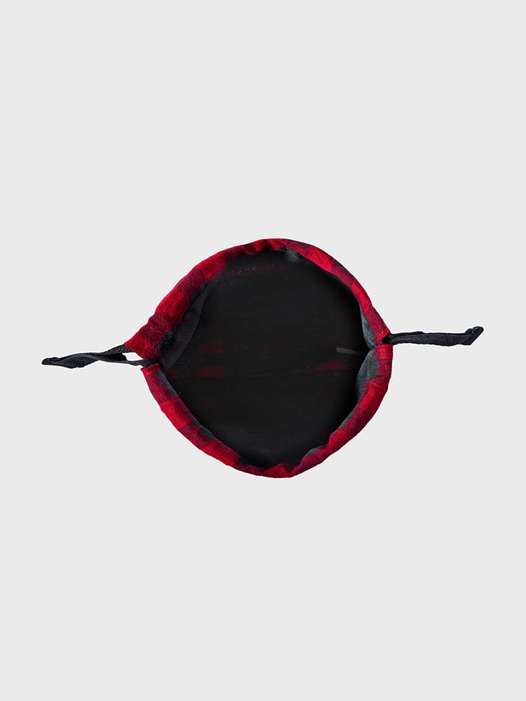 BT21 RJ minini STRING POUCH BASIC, pochette corde ronde minimaliste LINE FRIENDS avec alpaga RJ noir/rouge sur fond clair