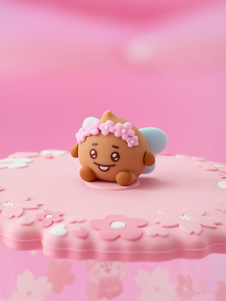 BT21 SHOOKY BABY GLASS UP & LID (11oz) SPRING FAIRY LINE FRIENDS : bocal rose kawaii avec figurine SHOOKY