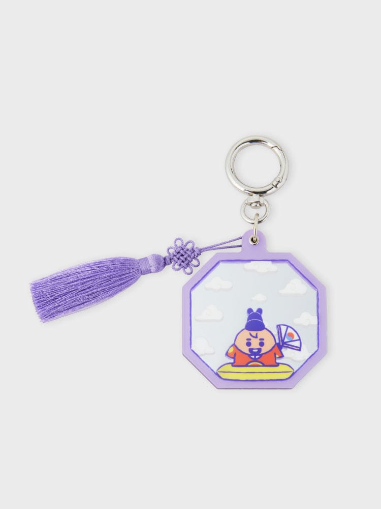 BT21 SHOOKY BABY MIRROR KEYRING K-EDITION ver.2 porte-clés miroir SHOOKY violet LINE FRIENDS sur fond clair