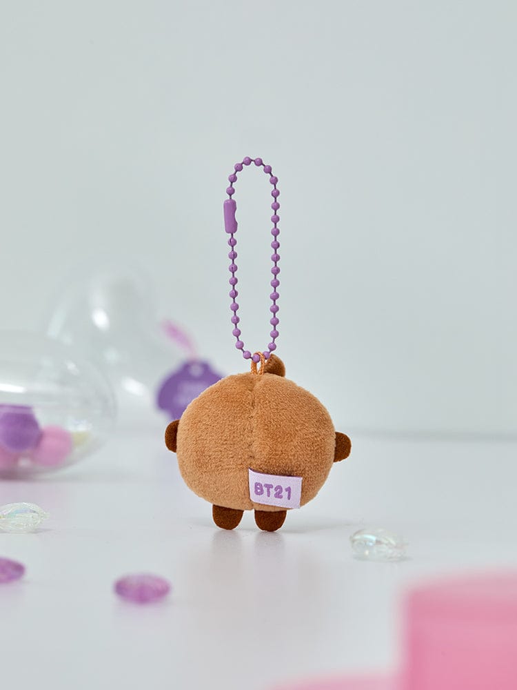 BT21 SHOOKY BABY PEARL PLUSH KEYRING, porte-clés peluche SHOOKY LINE FRIENDS sur fond clair avec perles violettes.