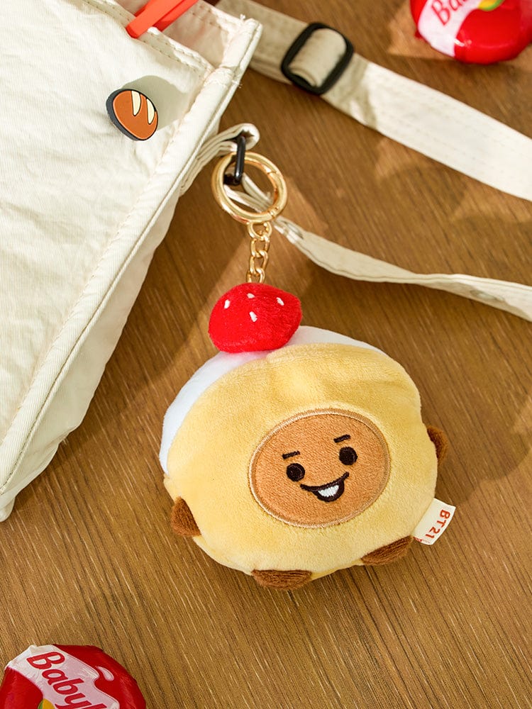 BT21 SHOOKY BABY PLUSH KEYRING BAKERY SHOP : porte-clés peluche Shooky dans un sac cadeau, ambiance boulangerie LINE FRIENDS.