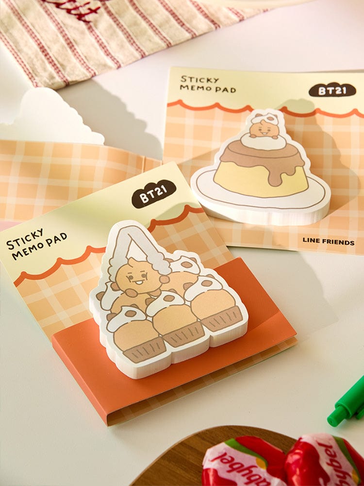 BT21 SHOOKY BABY STICKY MEMO NOTEPADS BAKERY SHOP : post-it mémos SHOOKY, design LINE FRIENDS, sur table de boulangerie
