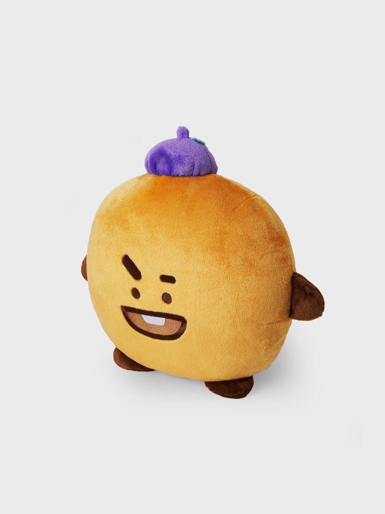 BT21 SHOOKY CUSHION HOPE IN LOVE, coussin Shooky LINE FRIENDS kawaii, figurine jaune sur fond clair, ambiance chaleureuse