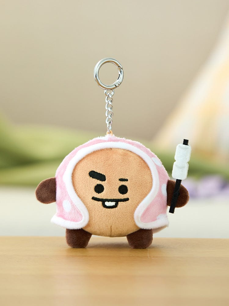 BT21 SHOOKY DOLL KEYRING CAMPFIRE, porte-clés officiel LINE FRIENDS SHOOKY en écouteurs, fond doux flou