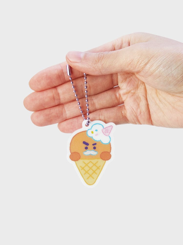 BT21 SHOOKY LENTICULAR 3D KEYRING ON THE CLOUD EDITION, porte-clés SHOOKY en main, effet lenticulaire sur chaîne
