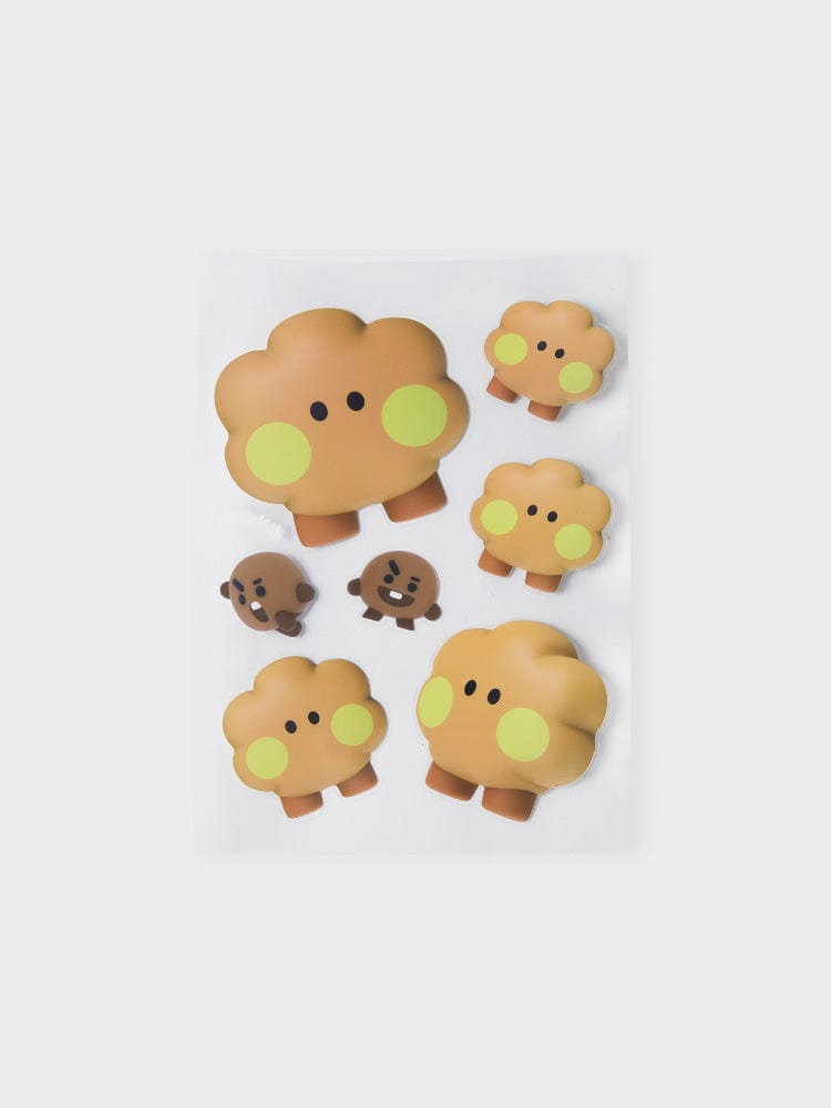 BT21 SHOOKY REMOVABLE STICKERS BIG & TINY EDITION : stickers déco amovibles SHOOKY sur fond blanc, LINE FRIENDS BT21