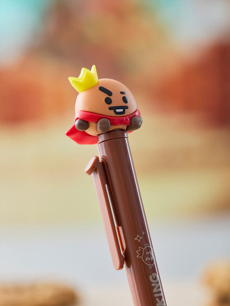 BT21 SHOOKY THE KING FIGURE PEN : stylo figure officiel LINE FRIENDS, SHOOKY sur le capuchon, prêt pour l’école/bureau.