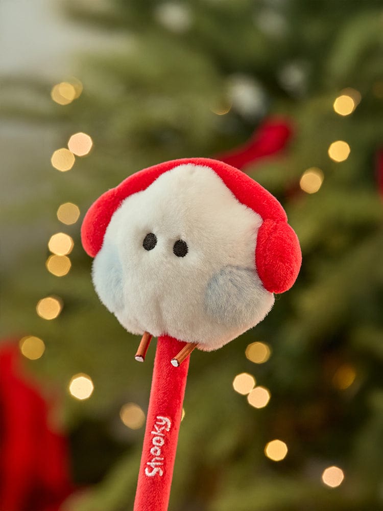 BT21 SHOOKY mini minini SNOWMAN PLUSH GEL PEN PETITE HOLIDAY, peluche stylo sur sapin de Noël, ambiance festive
