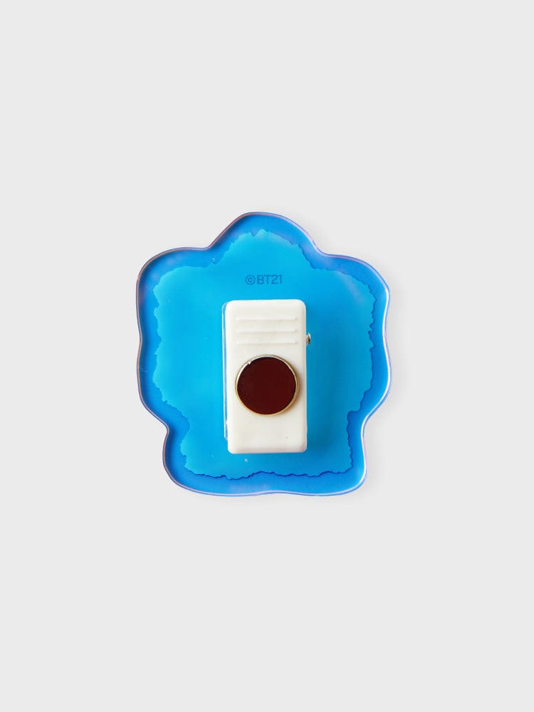 BT21 SHOOKY minini ACRYLIC MAGNETIC CLIP PURPLE OF WISH EDITION : pince aimantée bleue sur fond clair.