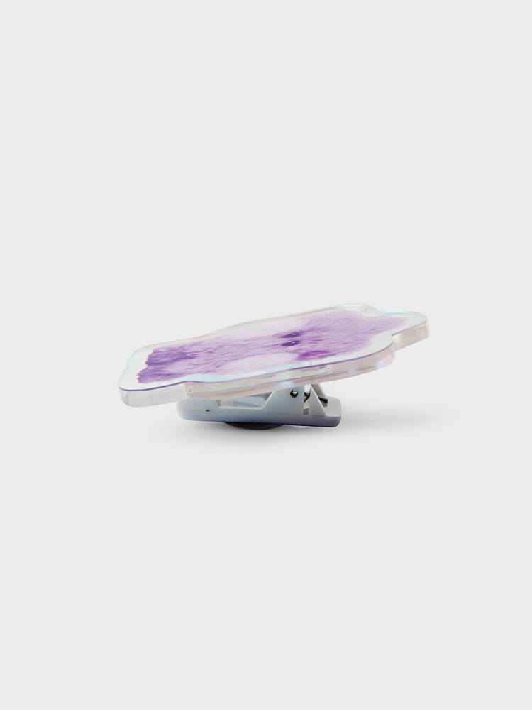 BT21 SHOOKY minini ACRYLIC MAGNETIC CLIP PURPLE OF WISH EDITION, pince magnétique acrylique violette sur fond clair