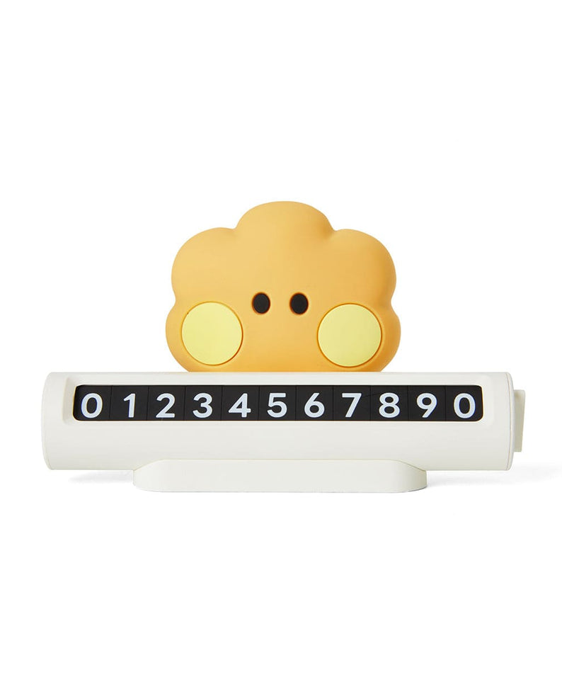 BT21 SHOOKY minini PARKING PHONE NUMBER PLATE officiel LINE FRIENDS : plaque de stationnement avec visage SHOOKY jaune.