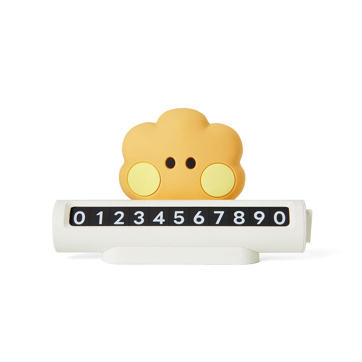 BT21 SHOOKY minini PARKING PHONE NUMBER PLATE officiel LINE FRIENDS : plaque de stationnement avec visage SHOOKY jaune.