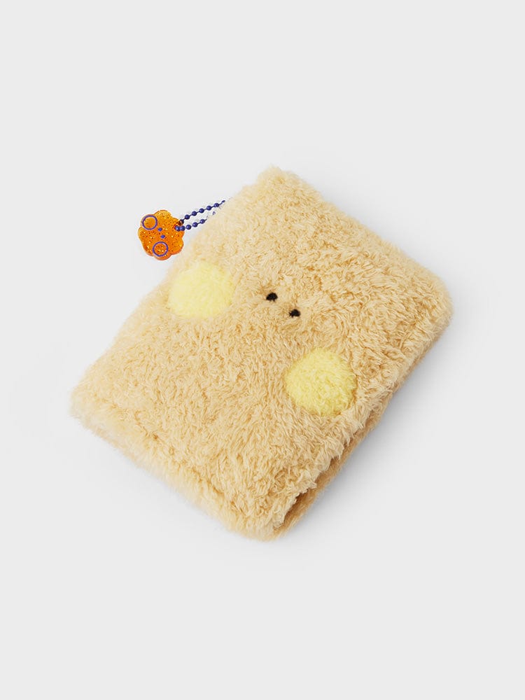 BT21 SHOOKY minini PHOTO BINDER GLITTER EDITION, binder photo glitter jaune peluche, officiel LINE FRIENDS, sur fond clair