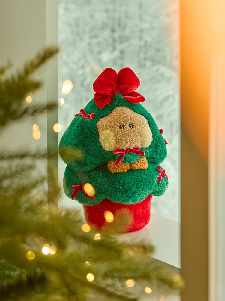 BT21 SHOOKY minini TREE PLUSH PETITE HOLIDAY, peluche Déco sapin vert sur guirlandes lumineuses, marque BT21 (SHOOKY)