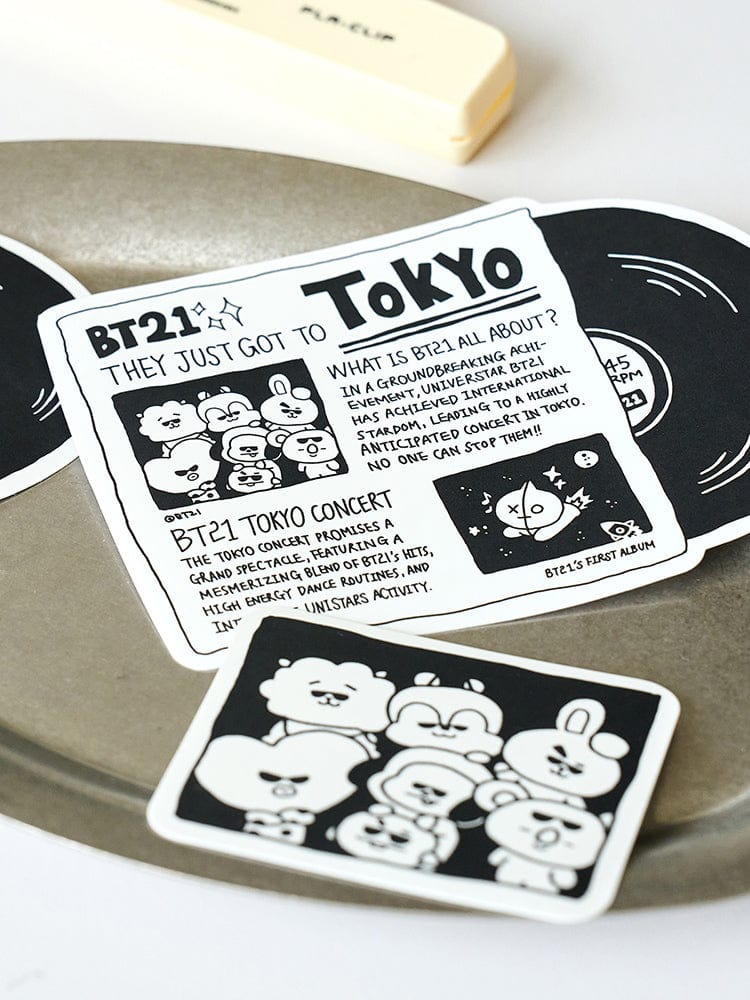 BT21 STICKER TOKYO CITY EDITION LINE FRIENDS : stickers Tokyo avec caractères BT21, design officiel sur papeterie de bureau.