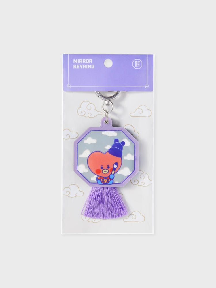 BT21 TATA BABY MIRROR KEYRING K-EDITION ver.2 porte-clés miroir, TATA prince extraterrestre, packaging violet, accessoire K-pop officiel