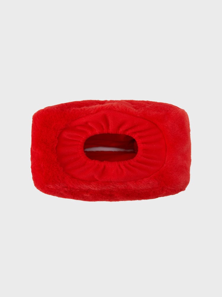 BT21 TATA PLUSH TISSUE HOLDER COZY HOME, peluche LINE FRIENDS rouge, boîte à mouchoirs décorative sur fond clair