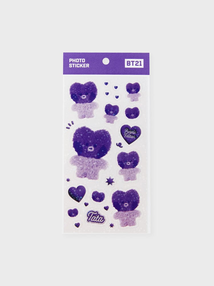 BT21 TATA minini STICKERS PURPLE OF WISH EDITION : stickers photo violets TATA, LINE FRIENDS, sur fond clair