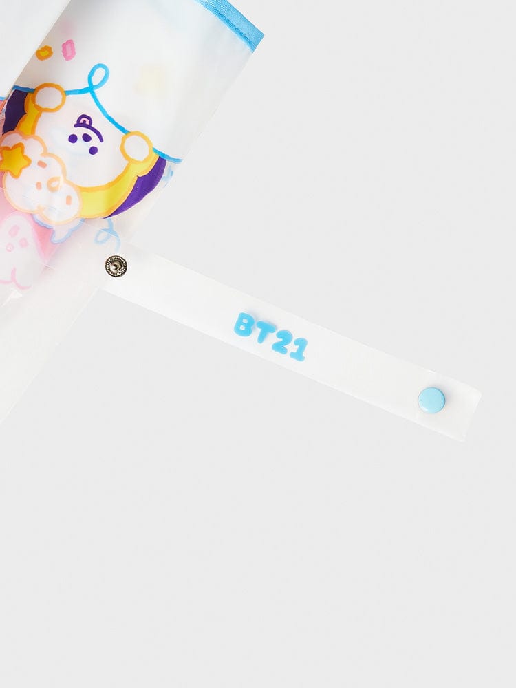 BT21 UMBRELLA ON THE CLOUD EDITION parapluie blanc LINE FRIENDS, imprimé personnages BT21 sur fond clair.