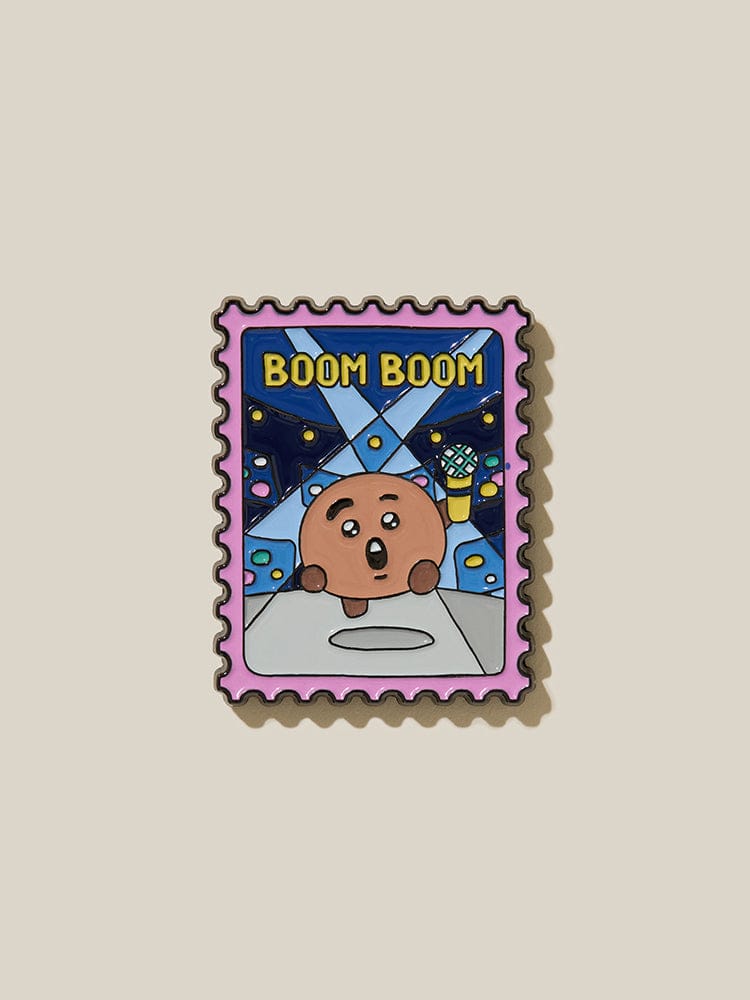 BT21 metal magnet SEOUL EDITION LINE FRIENDS : aimant métal du personnage KOYA, visuel “BOOM BOOM” sur fond crème.