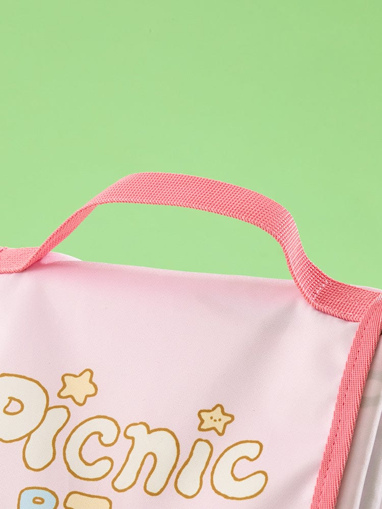 BT21 mini minini PICNIC MAT PICNIC MATE, tapis pique-nique compact rose LINE FRIENDS BTS, motif “Chimmy” sur fond vert
