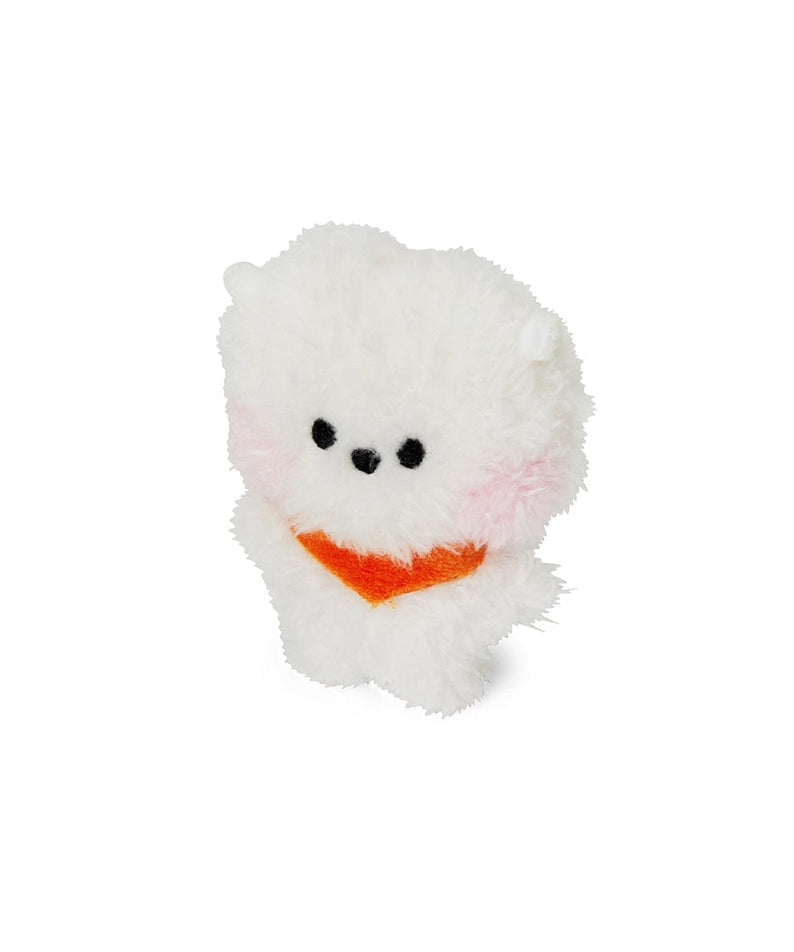 BT21 mini minini RJ DOLL : peluche alpaga blanc RJ Jin, formes minimalistes, fond blanc, produit officiel BT21.