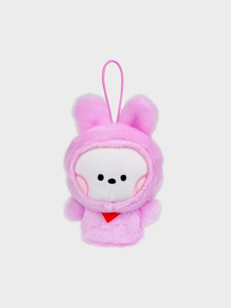 BT21 minini FINGER PUPPET & KEYRING rose LINE FRIENDS, porte-clés peluche mini personnage sur fond clair