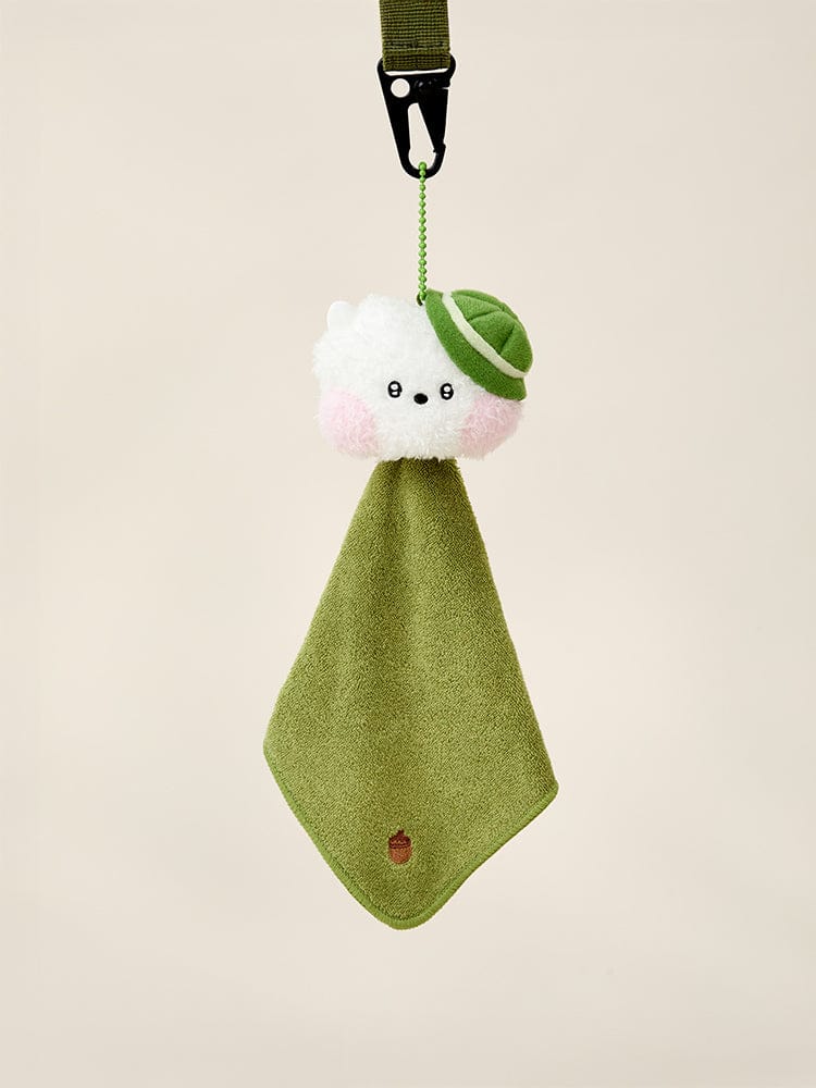 BT21 minini PLUSH HAND TOWEL EXPLORER, serviette peluche vertes LINE FRIENDS/BTS, suspendue en décoration chambre