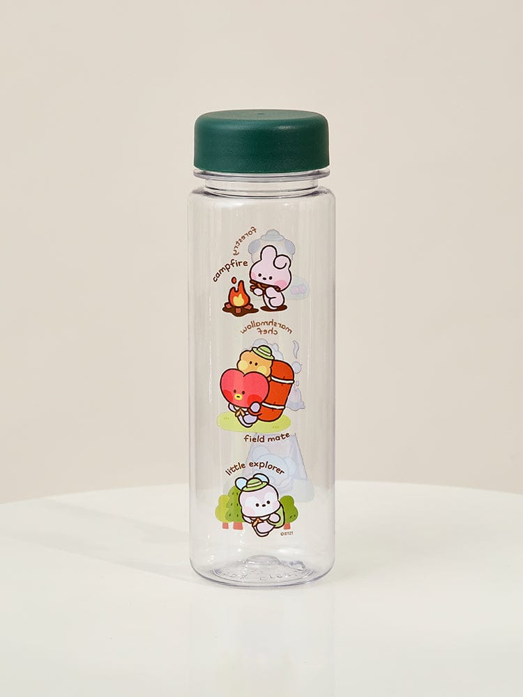 BT21 minini TUMBLER EXPLORER (530ml) en verre, bouchon vert, personnage BT21 sur fond clair, marque LINE FRIENDS