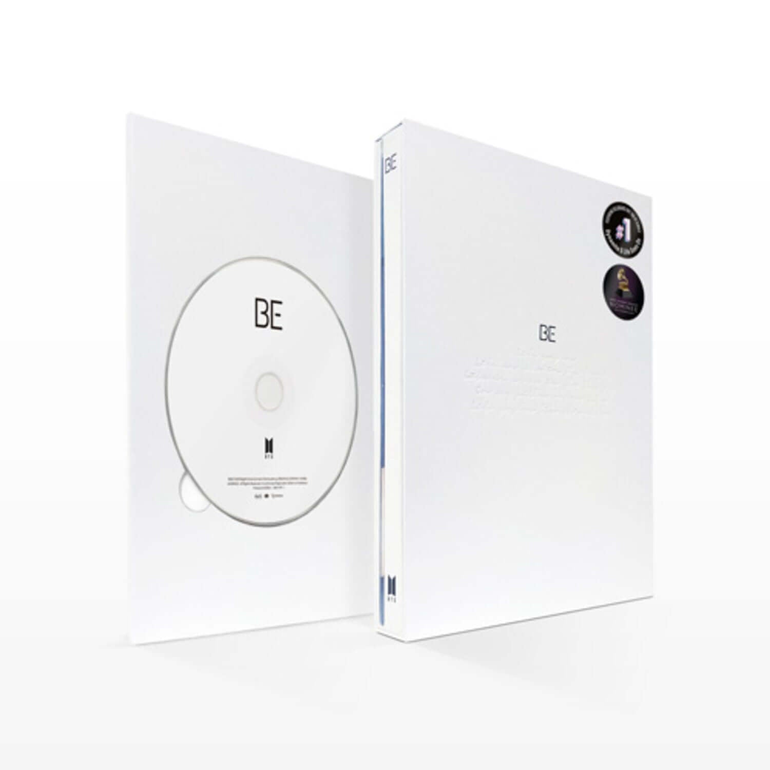 BTS - [ BE ] (Essential Edition) - Album Kpop de la marque BTS, pochette blanche BE avec disque et visuels.