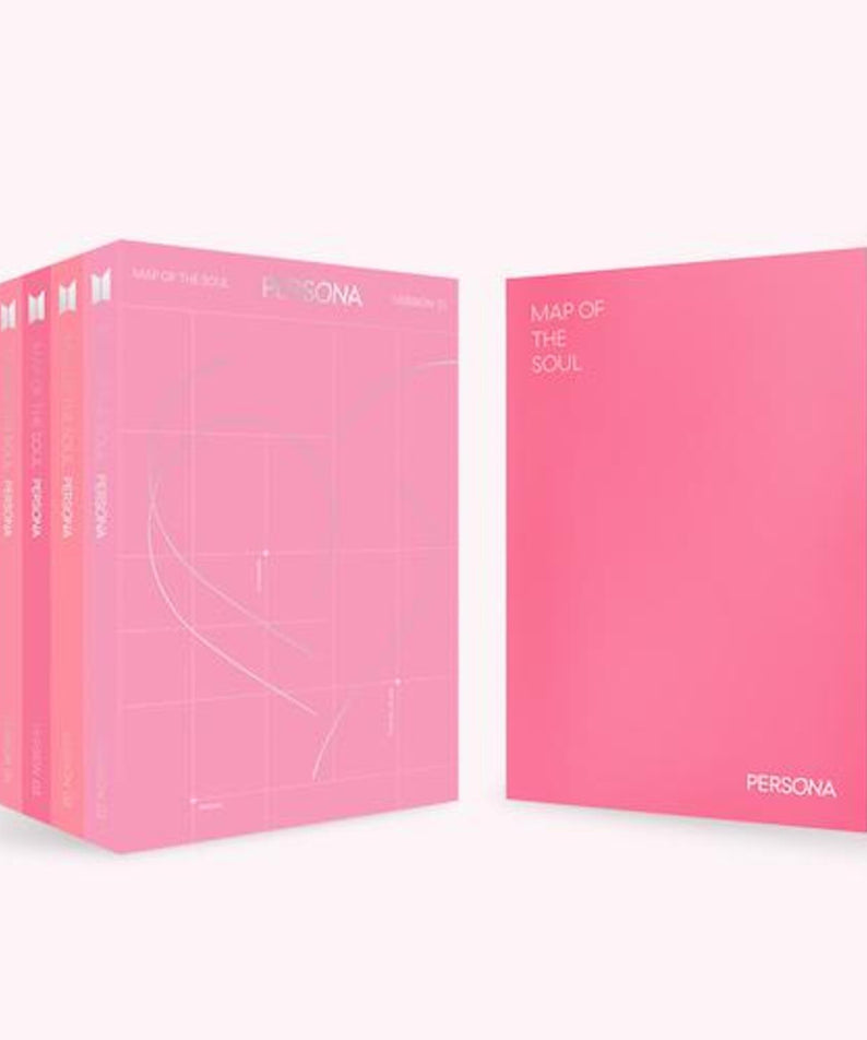 BTS - [MAP OF THE SOUL : PERSONA] (1+2+3+4 Ver. Set of 4) - Album Kpop, coffret rose de 4 versions, vue produit