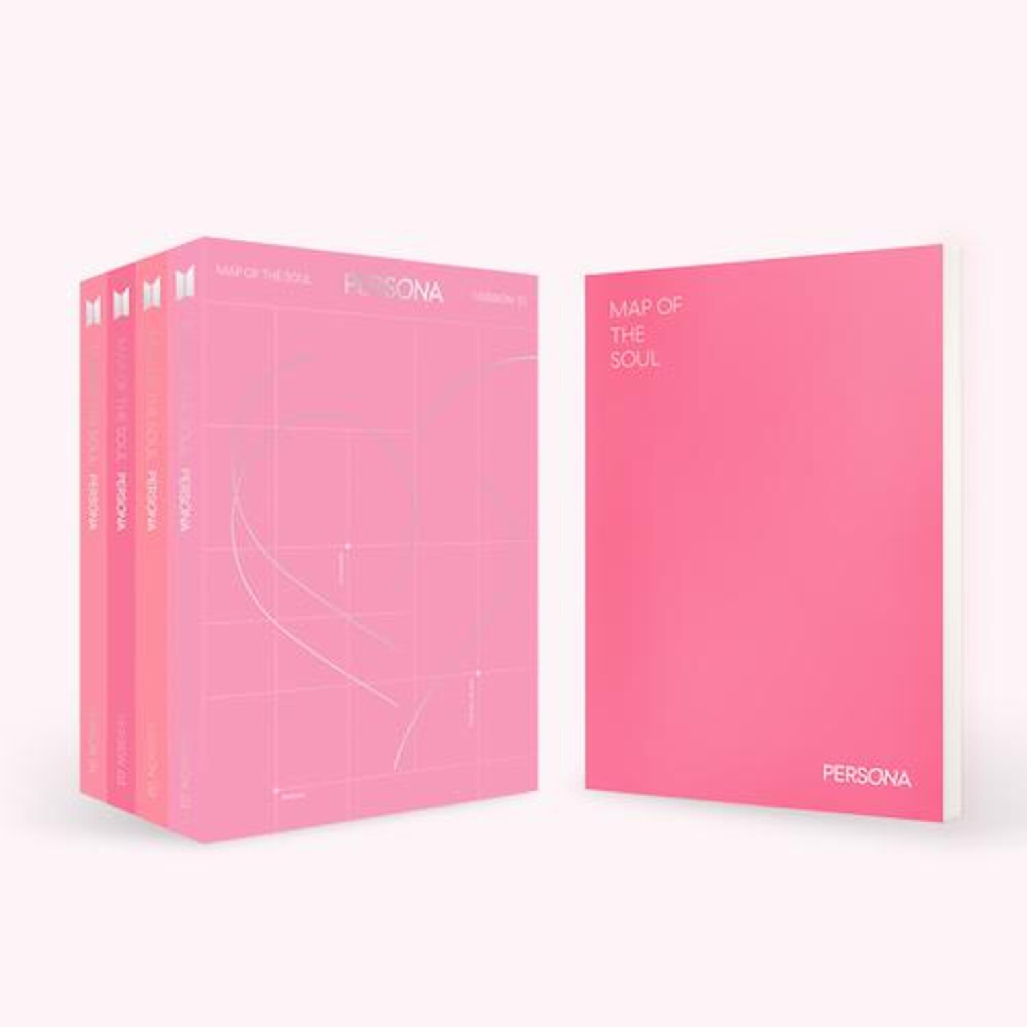 BTS - [MAP OF THE SOUL : PERSONA] (1+2+3+4 Ver. Set of 4) - Album Kpop, coffret rose de 4 versions, vue produit