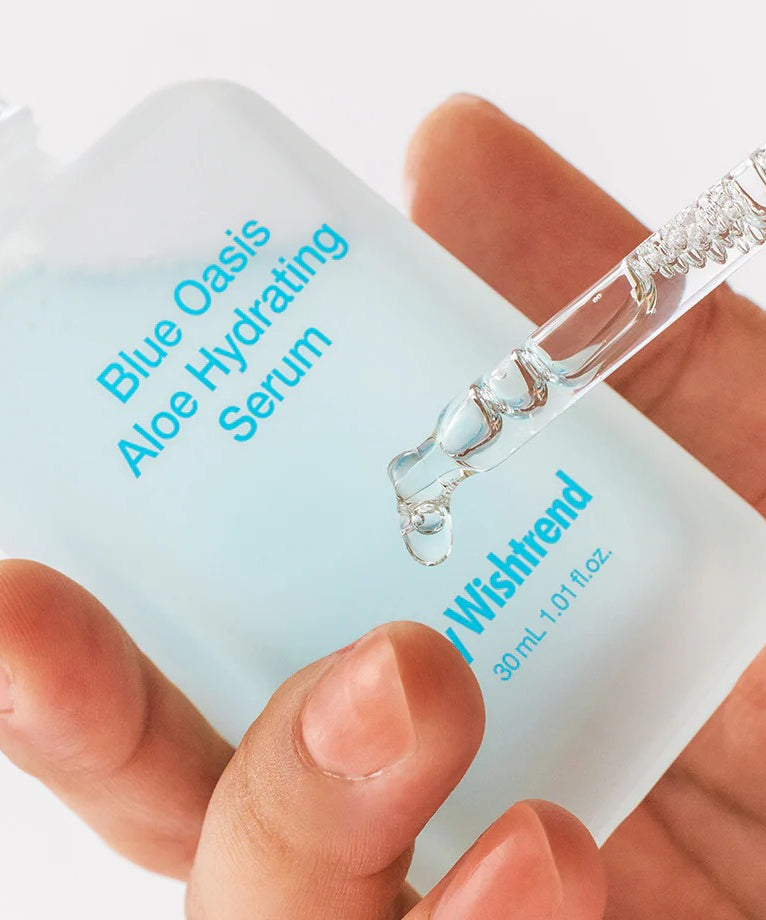 Sérum hydratant BY WISHTREND Blue Aloe 30ml en flacon avec pipette.