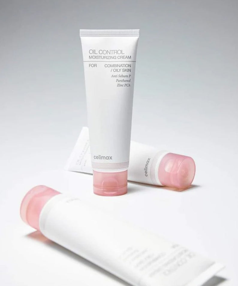 CELIMAX Oil Control Moisturizing Cream 80ml par CELIMAX, tube crème sur fond blanc, contexte visuel beauté.