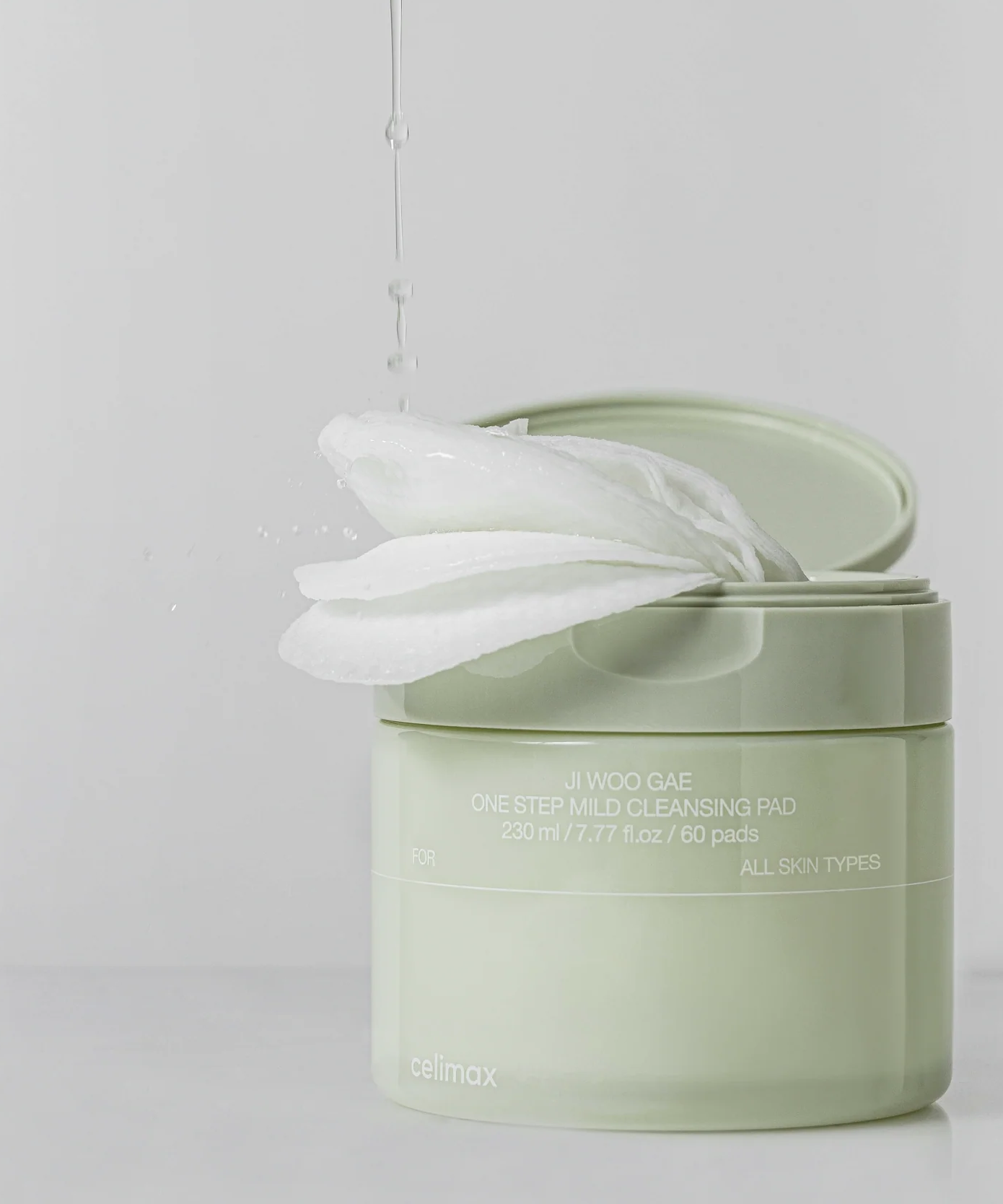 CELIMAX Ji Woo Gae One Step Mild Cleansing Pad 60 pads boîte ouverte avec tampons, adaptés à tous types de peau.