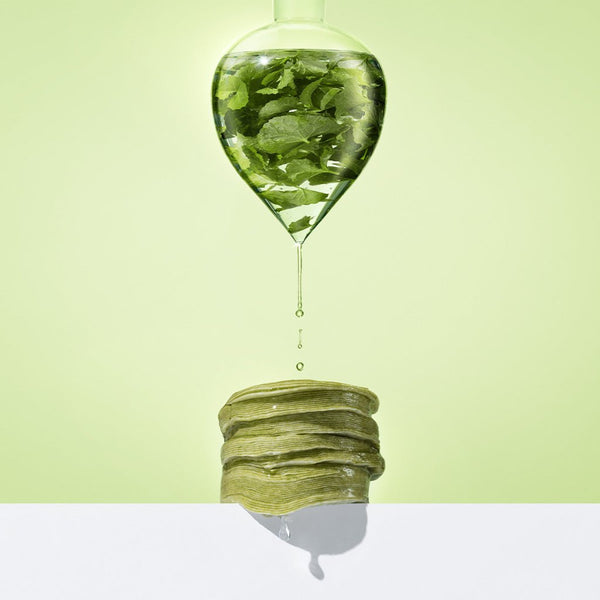 Décris l'image en français : CENTELLIAN 24 Madeca Real Green Pore Pad 170g (60 sheets), marque en soin visage vert, pads sur fond vert.