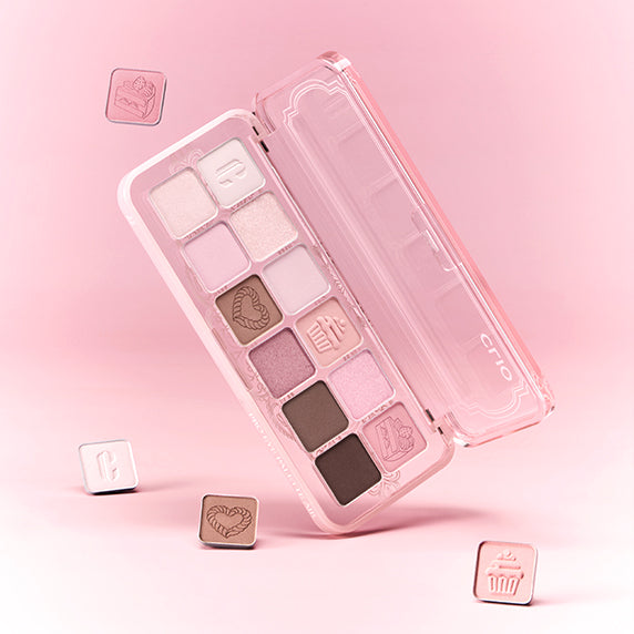 CLIO Pro Eye Palette Air (#01 to #21) par CLIO, palette fards à paupières en packaging rose sur fond pastel