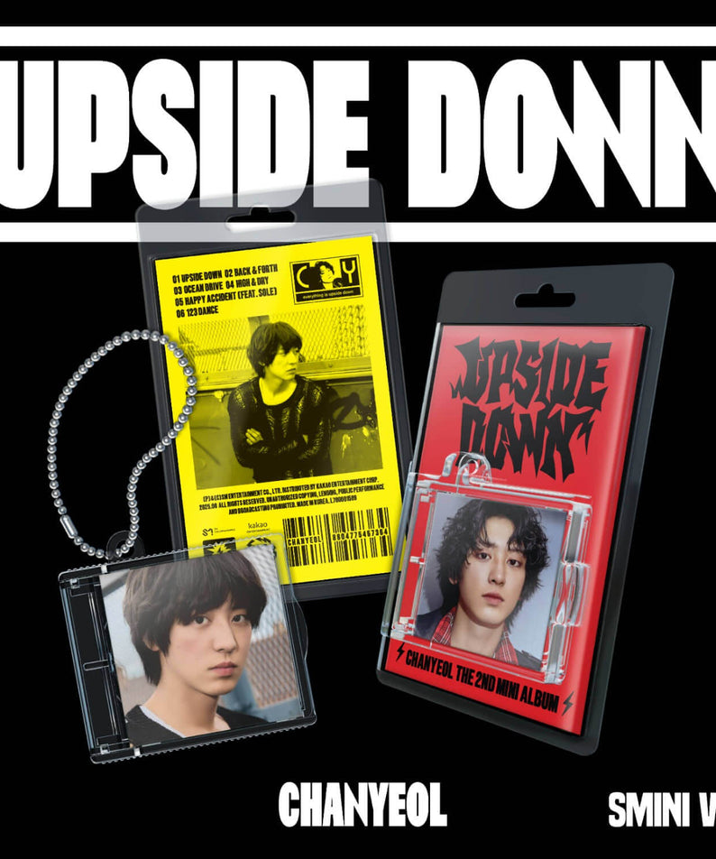 CHANYEOL - 2nd Album [Upside Down] (SMini Ver.)(Smart Album) (Random 1 of 2) - Album Kpop, jaquette et photocard sur fond noir