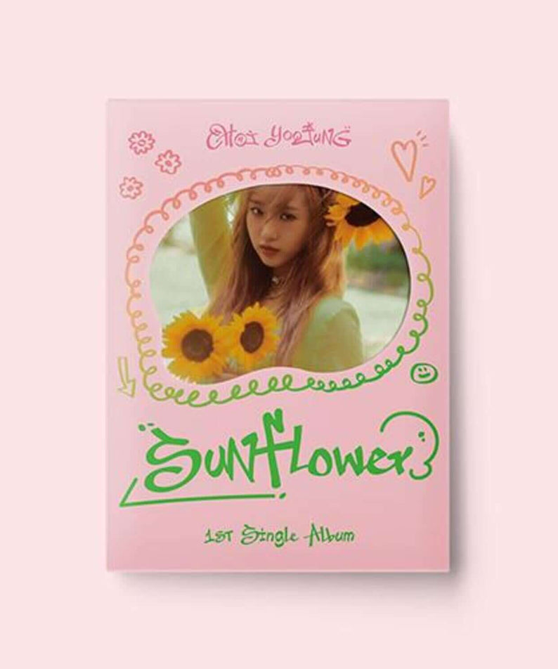 CHOI YOO JUNG - 1st Single Album [Sunflower] (Lovely ver.) - Album Kpop : pochette rose avec portrait et tournesols