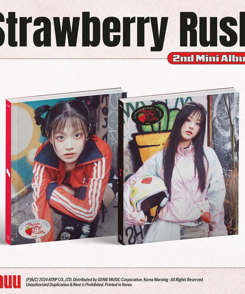 CHUU - [Strawberry Rush] (Strawberry ver. / Rush ver.) (Set) - Album Kpop, visuels de couvertures fraise sur fond rose