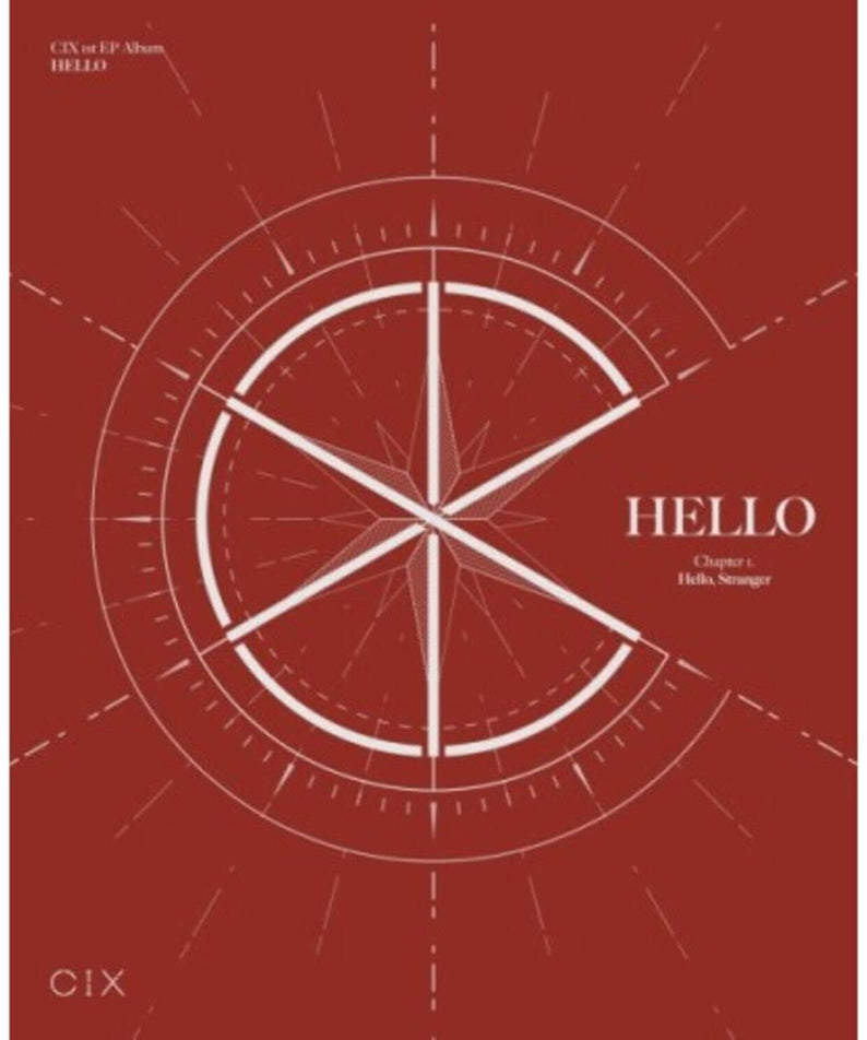 CIX - 1st Album [HELLO Chapter 1. Hello, Stranger] Hello Ver. - Album Kpop, couverture rouge avec horloge style visuel