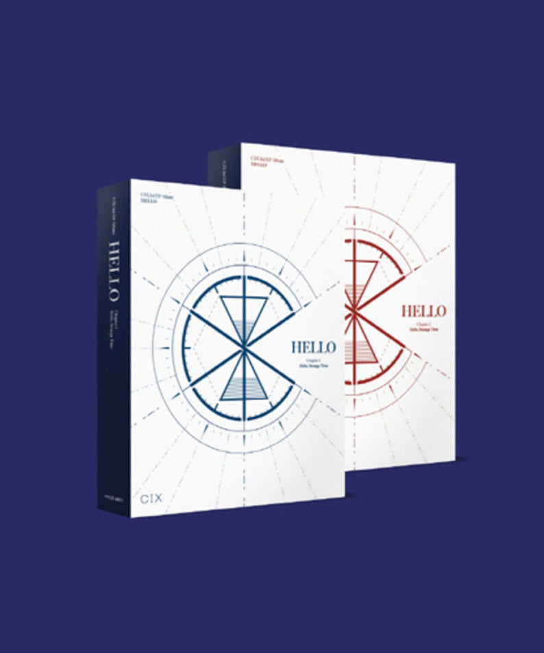 CIX - [‘HELLO’ Chapter 3. Hello, Strange Time] (Random 1 of 2) - Album Kpop : jaquettes sur fond bleu, design “HELLO”