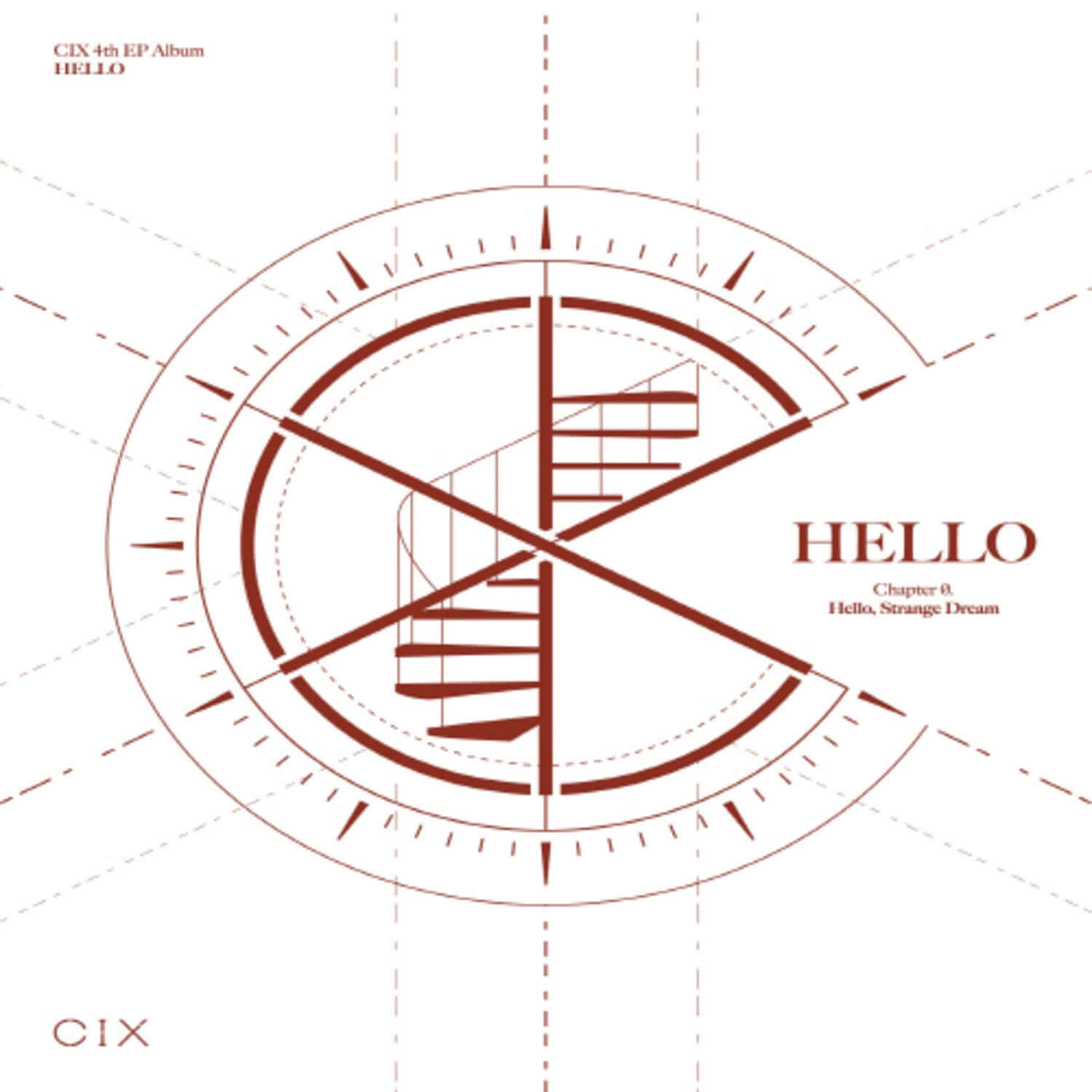 CIX - [Set] CIX 4th EP Album HELLO’ Chapter Ø. [Hello, Strange Dream] Hello+Stage, visuel disque Kpop rouge/bleu.