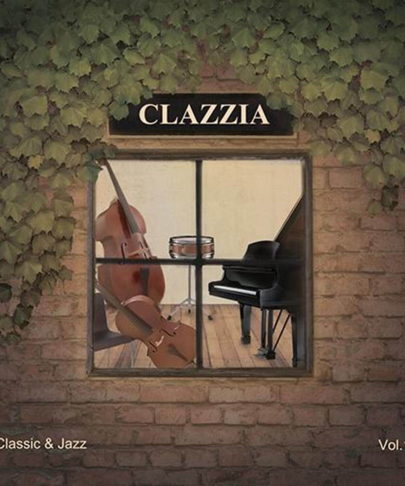 CLAZZIA - [CLAZZIA VOL.1] - Album Kpop : affiche avec piano et saxophone devant façade en briques, ambiance Classic & Jazz