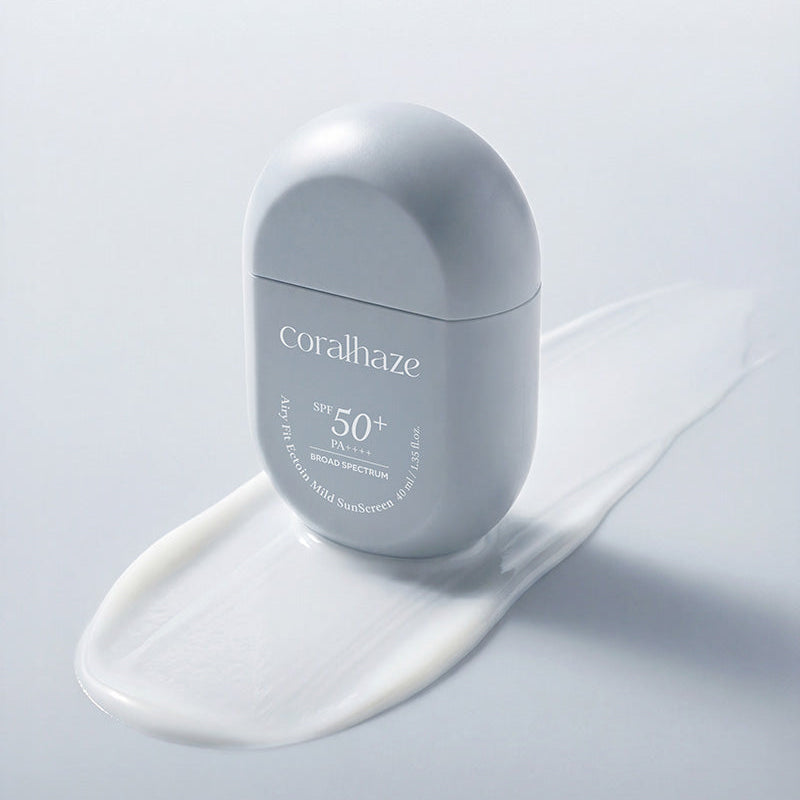 CORALHAZE Airy Fit Ection Mild Sunscreen 40ml de la marque Coralhaze, tube gris sur fond blanc, crème solaire