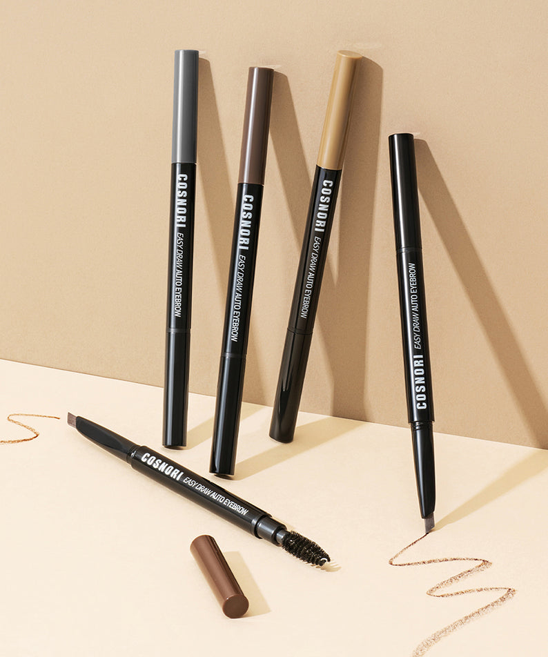 Ensemble de crayons pour sourcils COSNORI Easy Draw Auto Eyebrow avec différentes teintes, un choix idéal pour le maquillage des sourcils.