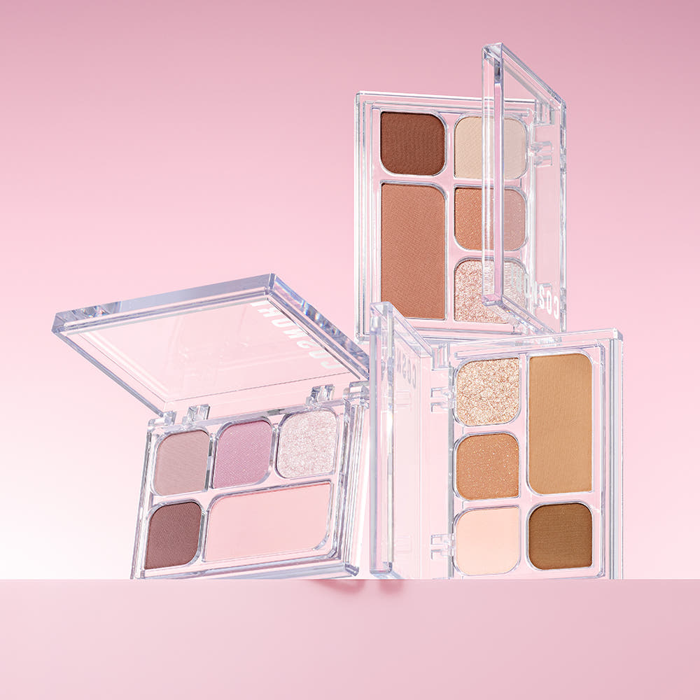 COSNORI My Moment Eye Palette 6.2g : palette fard yeux en boîtier transparent rose, ombres brunes et nude, image produit